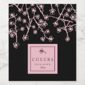 Moderne roze bloemen wijn etiket (Enkel label)