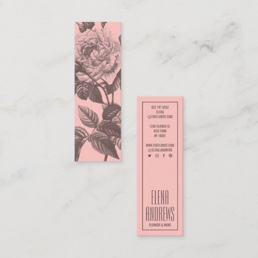 Moderne roze bloemenbloemen roos girly chic bloemi mini visitekaartje (Voorkant / Achterkant)