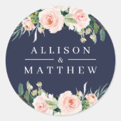 Moderne roze bloemenbruiloft sticker (Voorkant)