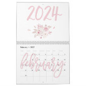 Moderne Roze Bloemencalender 2024 Kalender (Feb 2027)