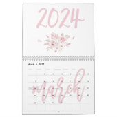 Moderne Roze Bloemencalender 2024 Kalender (Mar 2027)