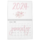 Moderne Roze Bloemencalender 2024 Kalender (Jan 2026)