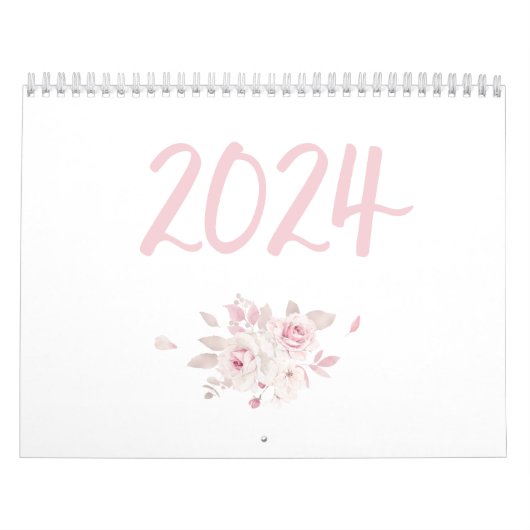 Moderne Roze Bloemencalender 2024 Kalender (Hoes)