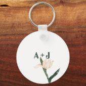 Moderne roze bloemendesign sleutelhanger (Voorkant)