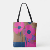 Moderne roze bloemendumentas / Minimaal vette bloe Tote Bag (Achterkant)