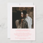 Moderne roze bloemenfoto Elegante bruiloft Save The Date (Achterkant)