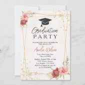 Moderne roze bloemenfoto Waterverf Afstuderen Kaart (Voorkant)