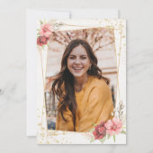 Moderne roze bloemenfoto Waterverf Afstuderen Kaart (Achterkant)