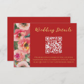 Moderne roze bloemengrens chinese bruiloft QR-code Informatiekaartje (Voorkant / Achterkant)