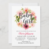 Moderne Roze Bloemenkrans Baby Meisje Shower Kaart (Voorkant)