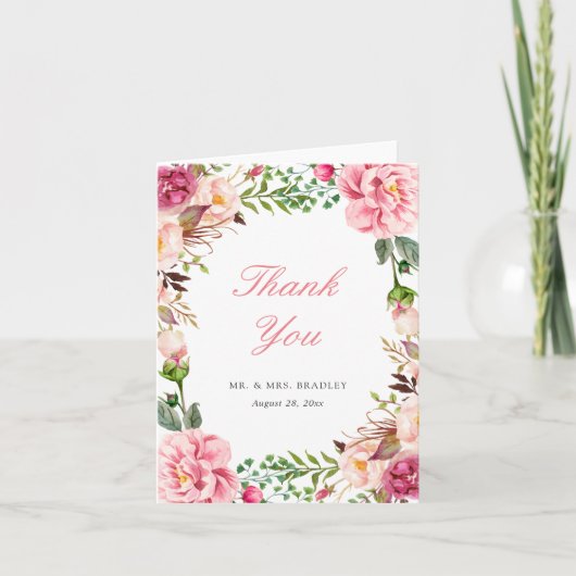 Moderne Roze Bloemenkrans Bedankt (Voorkant)