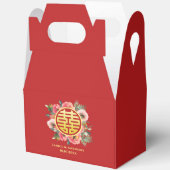 Moderne roze bloemenkrans chinese bruiloft bedankdoosjes (Open)