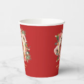 Moderne roze bloemenkrans chinese bruiloft foto papieren bekers (Links)