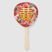 Moderne roze bloemenkrans chinese bruiloft handwaaier (Voorkant)