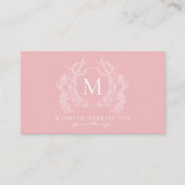 Moderne Roze Bloemenkroon Monogram Visitekaartje (Voorkant)