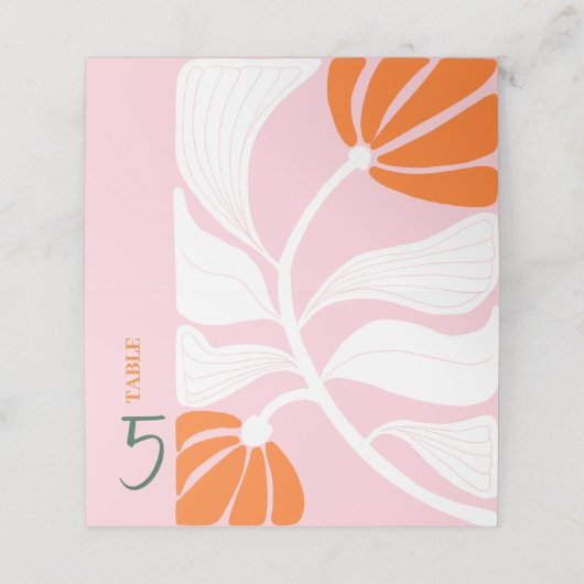 Moderne roze bloemenmix en luciferbruiloft plaatskaartje (Buitenkant ongevouwen)