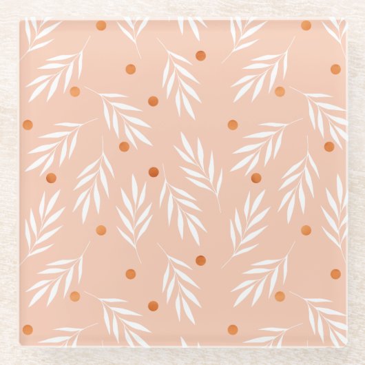 Moderne roze bloemenpatroon glazen onderzetter (Voorkant)