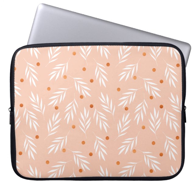Moderne roze bloemenpatroon laptop sleeve (Voorkant)