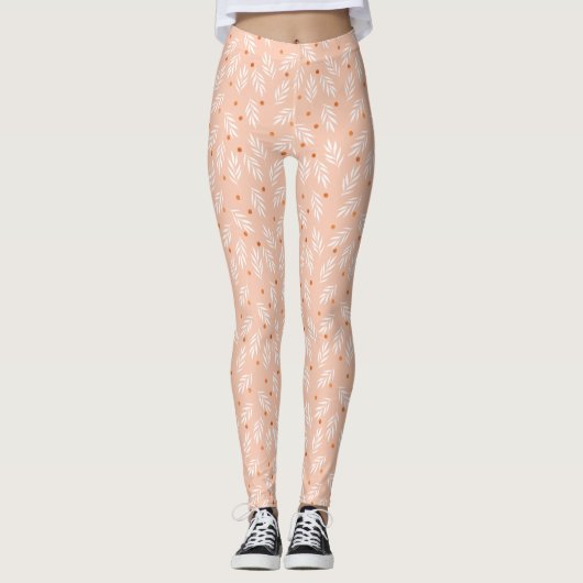Moderne roze bloemenpatroon leggings (Voorkant)