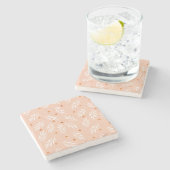 Moderne roze bloemenpatroon stenen onderzetter (Zijkant)