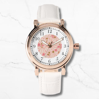Moderne roze bloementrendy stijlvolle chique vrouw horloge