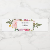 Moderne Roze Bloementuin lente bruiloft gunsten Waterfles Etiket (Enkel label)