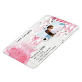 Moderne roze bloemenverf foto Save the Dates Magneet (Linkerzijde)