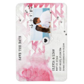 Moderne roze bloemenverf foto Save the Dates Magneet (Verticaal)