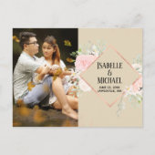 Moderne roze bloemfoto Save the Date Briefkaart (Voorkant)