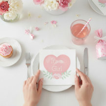 Moderne Roze Bloemhart It's A Girl Baby Shower