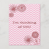 Moderne Roze Bloemige Chevron Gepersonaliseerde Te Briefkaart (Voorkant)