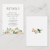Moderne Roze Bloemige Letters Trouwdetails Informatiekaartje (Voorkant / Achterkant)