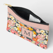 Moderne Roze Bloemige Monogram Eerste Letter Etui (Open)
