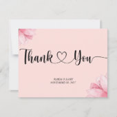 Moderne Roze Bloemige Romantische Bedankkaart (Voorkant)
