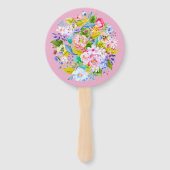 Moderne roze bloemige romantische bruiloft gast fa handwaaier (Achterkant)