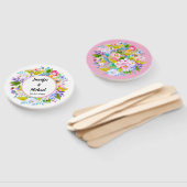 Moderne roze bloemige romantische bruiloft gast fa handwaaier (Niet-gemonteerd)