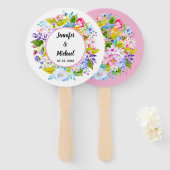Moderne roze bloemige romantische bruiloft gast fa handwaaier (Voorkant en achterkant)