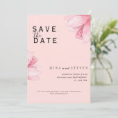 Moderne Roze Bloemige Romantische Trouw Save The Date (Staand voorkant)