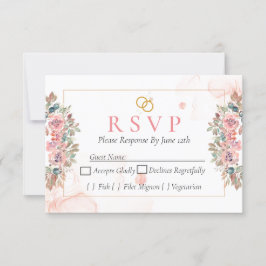 Moderne roze bloemige RSVP kaart