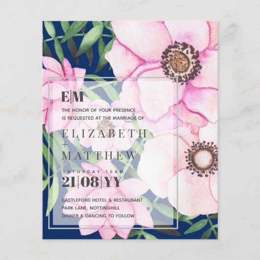 Moderne Roze Bloemige Trouw - KLEUREN OP MAAT (Voorkant)