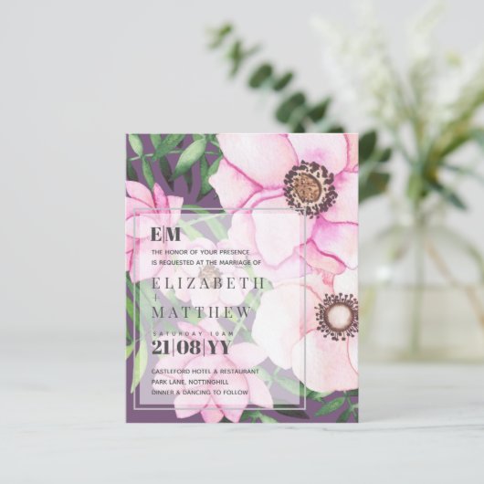 Moderne Roze Bloemige Trouwjurk - KLEUREN OP MAAT (Staand voorkant)