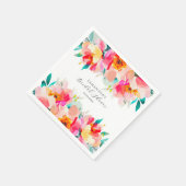 Moderne Roze Bloemige Waterverf Bruiloft  Servet (Hoek)