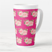 Moderne roze bloemige Waterverf Latte Mok (Rechterhoek)