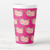Moderne roze bloemige Waterverf Latte Mok (Voorkant)