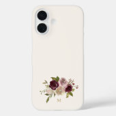 Moderne Roze Bloemige Waterverf Monogram met Bourg Case-Mate iPhone Case (Achterkant)