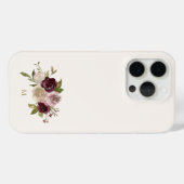 Moderne Roze Bloemige Waterverf Monogram met Bourg Case-Mate iPhone Case (Achterkant (horizontaal))