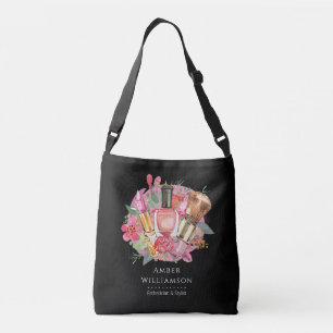 Moderne Roze Bloemige Waterverf Schoonheid Make-up Crossbody Tas