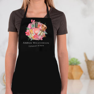 Moderne Roze Bloemige Waterverf Schoonheid Make-up Schort