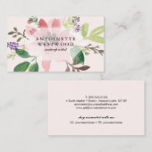 Moderne roze bloemige Waterverf Visitekaartje (Voorkant / Achterkant)