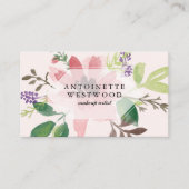 Moderne roze bloemige Waterverf Visitekaartje (Voorkant)